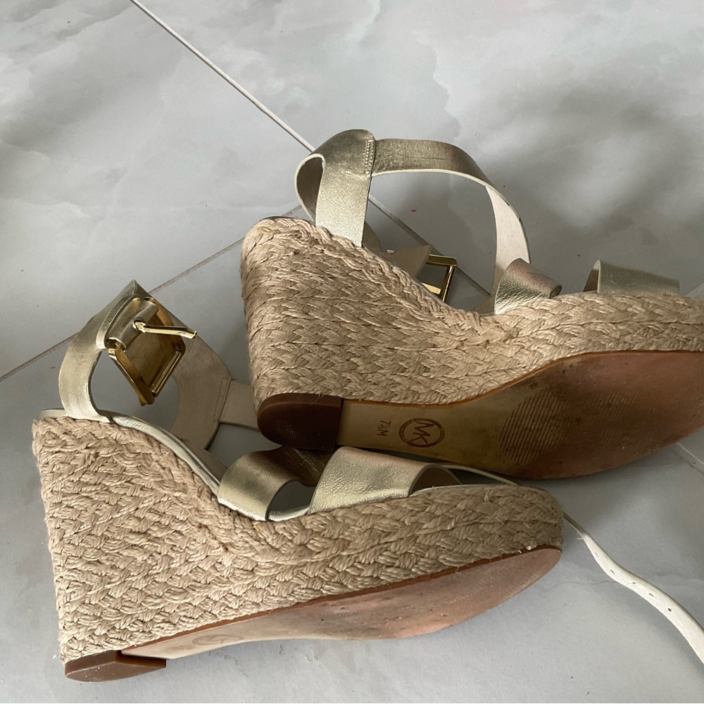 Michael Kors gold wedge sandal